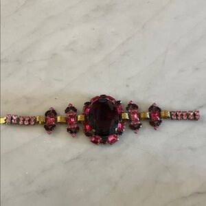 Vintage costume jewelry Elegant Pink and Gold Women's Bracelet from England
